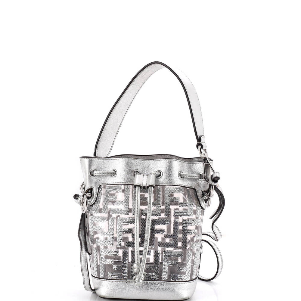 Fendi Mini Mon Tresor Bucket Bag Sequin Zucca Embroidered PVC